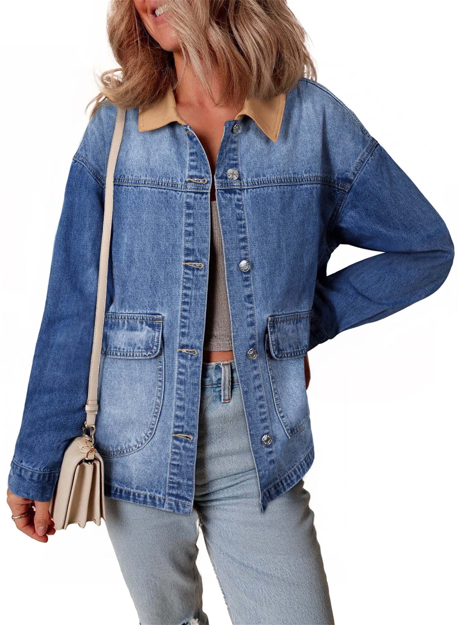 Women's Denim Jacket - Casual Black Overcoat
