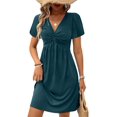 thumbnail image 1 of Eytino Dresses for Women Twist Front V Neck Summer Dress Short Sleeve Beach Vacation Holiday Dress S-2XL Green, 1 of 9