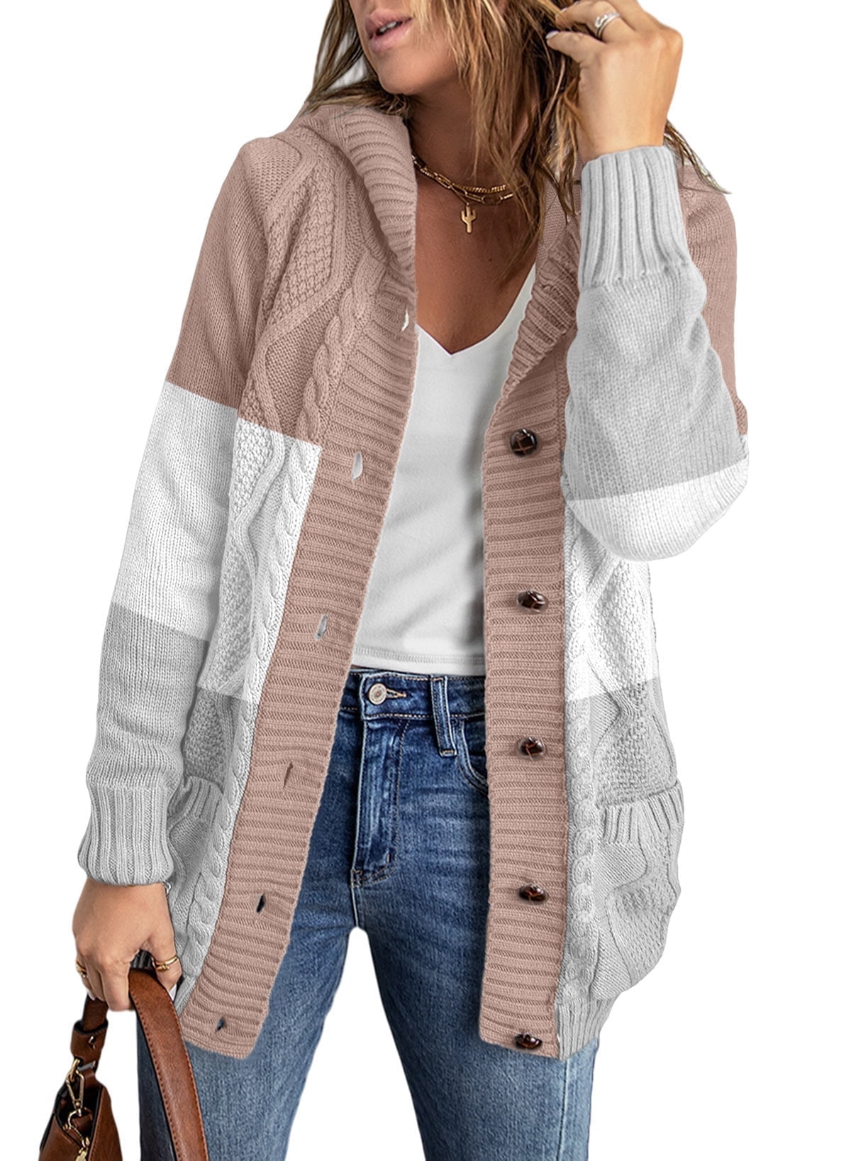 Eytino Hooded Cardigan Sweaters for Women Long Sleeve Button