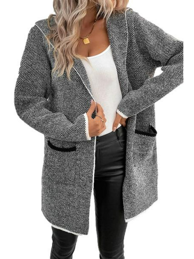 Eytino Hooded Open Front Cardigan for Women Cardigan Sweaters