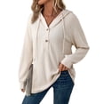 thumbnail image 1 of Eytino Hoodies for Women Hooded Sweatshirt Casual Long Sleeve V Neck Lightweight Knit Loose Drawstring Workout Fall Tops S-2XL, 1 of 9