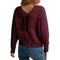 thumbnail image 1 of Eytino Ladies Sweaters Bow Ribbed Knit Crew Neck Long Sleeve Fall Pullover Top, 1 of 11