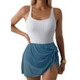 thumbnail image 1 of Eytino One Piece Swimsuits for Women Tummy Control Swimdress Bathing Suit with Mesh Skirt Tie Knot, 1 of 9