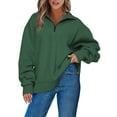 thumbnail image 1 of Eytino Oversized Sweatshirt for Women Sweatshirt Half Zip Solid Color Pullover Quarter Zip Hoodie Long Sleeve Drop Shoulder Fleece Sweatshirt M Green, 1 of 3