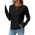 thumbnail image 1 of Eytino Plus Size Sweaters for Women Trendy Casual Crewneck Long Sleeve Cable Knit Sweater Pullover Sweaters Fall Sweater Tops Black 2XL, 1 of 10