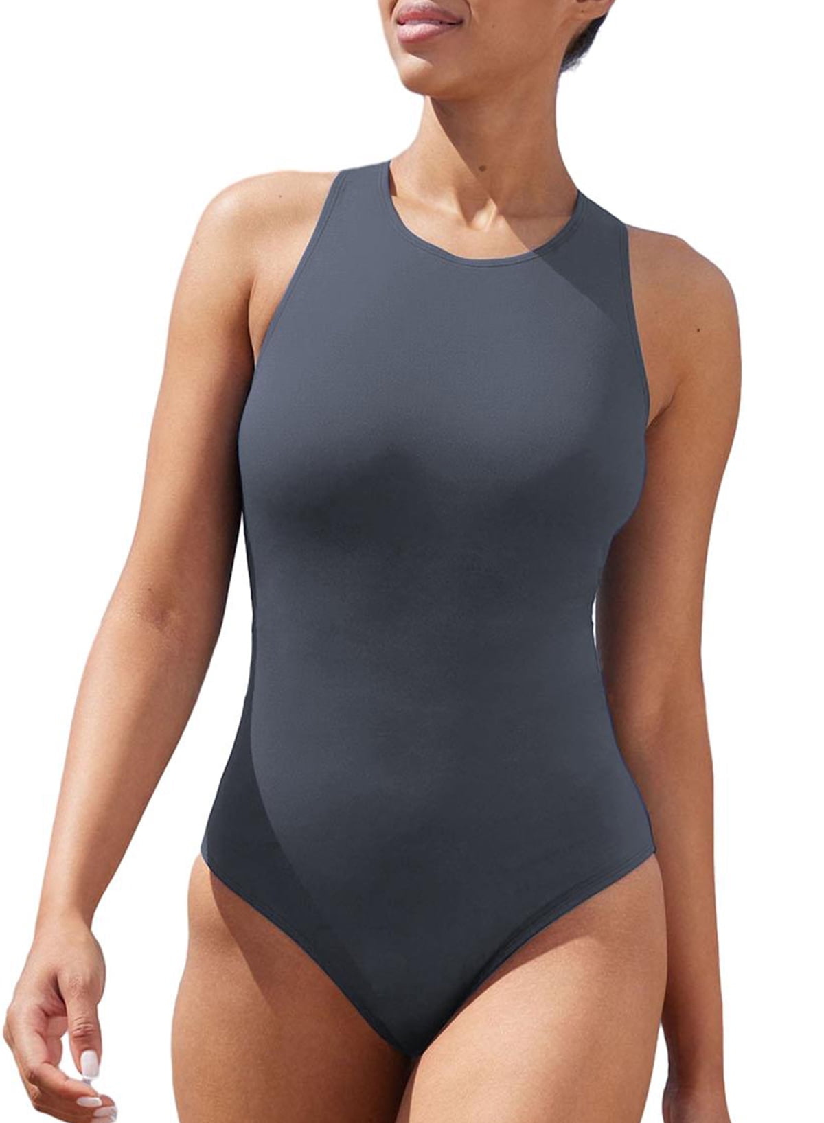 Women's Aquashape Black Surplice Front Swim Romper Swimsuit – Dolfin  Swimwear