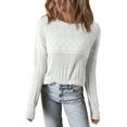 thumbnail image 1 of Eytino Women Sweaters Oversized Sweaters Long Sleeve Knit Crewneck Crochet Pullover Tops S-2XL, 1 of 10