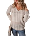 thumbnail image 1 of Eytino Sweaters for Women Oversized Sweater Lightweight Crochet Sweater V Neck Long Sleeve Hollow Out Knit Sweater Pullover Jumper Tops Fall Sweater Brown M, 1 of 9