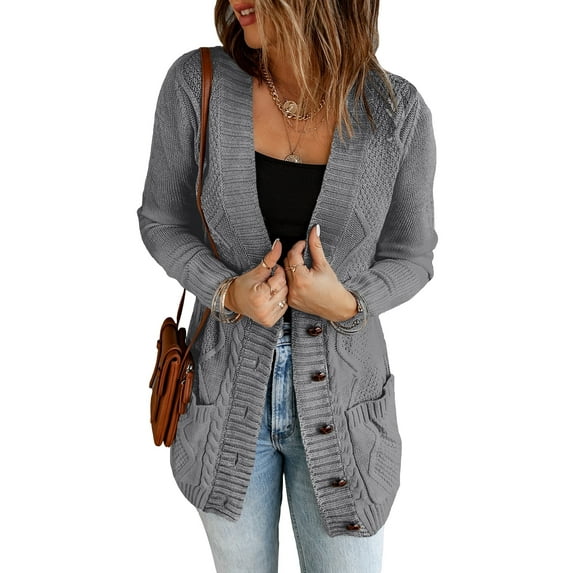 Eytino Sweaters for Women Cardigan Sweaters Fall Open Front Oversized Button Loose Soft Knit Sweater with Pockets