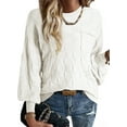 thumbnail image 1 of Eytino Sweaters for Women Casual Crewneck Long Sleeve Sweaters Lightweight Checkered Knit Pullover Tops Fall Sweater White Size XL, 1 of 8