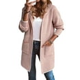 thumbnail image 1 of Eytino Sweaters for Women Hooded Cardigans Open Front Chunky Knit Cardigan Long Sleeve Oversized Sweater Chunky Hooded Cardigan Pink M, 1 of 10