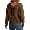 thumbnail image 1 of Eytino Sweaters for Women Long Sleeve Fall Back Bow Knot Sweaters Crew Neck Solid Knit Pullover Tops, 1 of 11