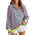 thumbnail image 1 of Eytino Sweatshirt for Women Oversized Sweatshirts Striped Oversized Quarter Zip Long Sleeve Loose Knit Pullover Fall Color Block Casual Tops Pink S-2XL, 1 of 10