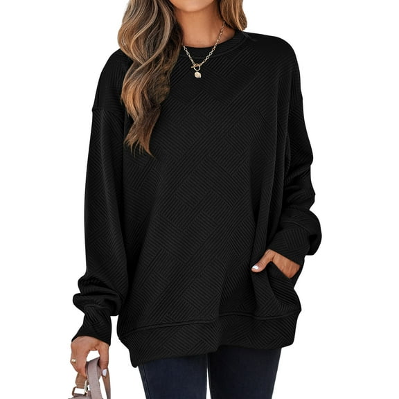 Eytino Sweatshirts for Women Oversized Sweatshirt Long Sleeve Tops Casual Crewneck Sweatshirts with Pockets