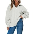thumbnail image 1 of Eytino Sweatshirts for Women Oversized Sweatshirts Hoodies Half Zip Pullover Long Sleeve Solid Drop Shoulder Fleece Sweatshirt 2XL Gray, 1 of 3
