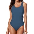 thumbnail image 1 of Eytino Swim Suit Athletic One Piece Swimsuit Racerback Cross Back Bathing Suit Training Sport Slimming Swim Suits Modest Full Coverage Swimming Suits Womens Swimwear Blue XL, 1 of 8