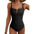 thumbnail image 1 of Eytino Swimming Suits for Women One Piece Swimsuit Tummy Control Ruched Slimming U-Wire Cutout Bathing Suit, 1 of 9