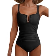 Eytino Swimwear for Women One Piece Swimsuit Tummy Control Ruched U-Wire Cutout Bathing Suit Swimwear