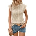 thumbnail image 1 of Eytino T Shirts for Women Summer Crew Neck Cap Sleeve Shirts Lightweight Crochet Textured Tunic Blouses, 1 of 9