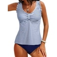 thumbnail image 1 of Eytino Tankini Bathing Suits Tummy Control Two Piece Swimsuit Swimwear Ruffled V Neck Swim Top with Bottom, 1 of 9