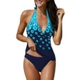 thumbnail image 1 of Eytino Tankini Bathing Suits for Women 2 Piece Printed Swimsuits Tankini Top with Bikini Bottom Swimwear Blue L Female, 1 of 6