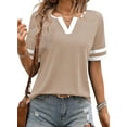 thumbnail image 1 of Eytino T Shirts for Women Color Block Tops Short Sleeve V Neck T Shirts Summer Casual Tees, 1 of 8