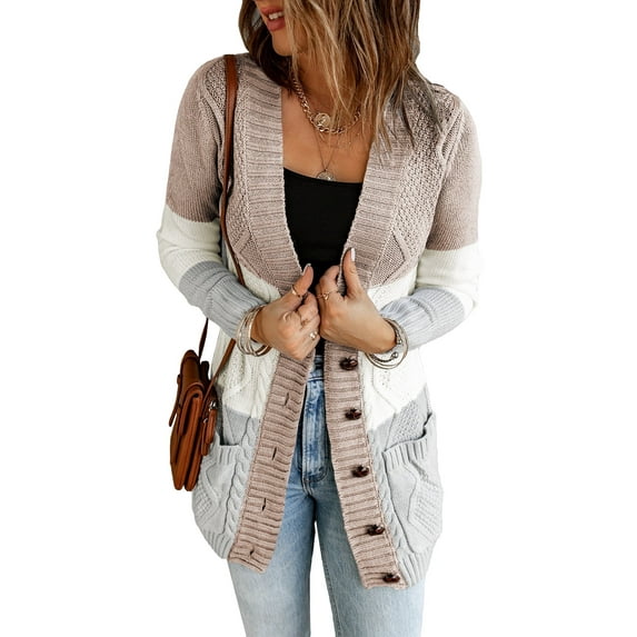 Eytino Women Sweater Cardigans for Women Oversized Knit Long Open Front Button Cardigans Trendy Fall with Pockets