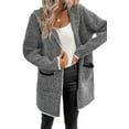thumbnail image 1 of Eytino Women's Cardigan Hooded Long Sleeve Soft Chunky Knit Sweater Open Front Coat Oversized Hooded Cardigan Outwear Gray L, 1 of 11
