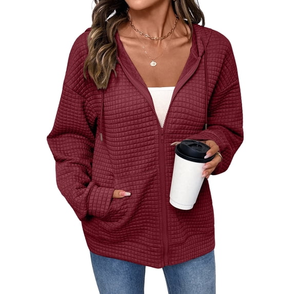 Eytino Women’s Hoodies Drawstring Zip Up Hoodies Jacket Oversized Casual Sweatshirts with Pocket S-2XL