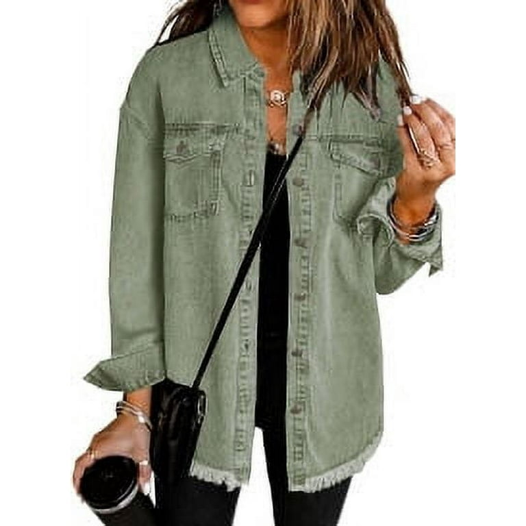 Eytino Women's Oversized Denim Jacket Casual Long Boyfriend Eytino Women's Oversized Denim Jacket Casual Long Boyfriend