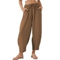 thumbnail image 1 of Eytino Women's Pants Casual Elastic High Waisted Baggy Pants Lightweight Drawstring Pants Ankle Length Trouser Slacks with Pockets Chestnut XL, 1 of 10