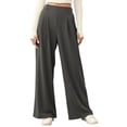thumbnail image 1 of Eytino Women's Pants Elastic High Waisted Wide Leg Pants Loose Casual Flowy Beach Palazzo Pants Trousers with Pockets Dark Grey XL, 1 of 7