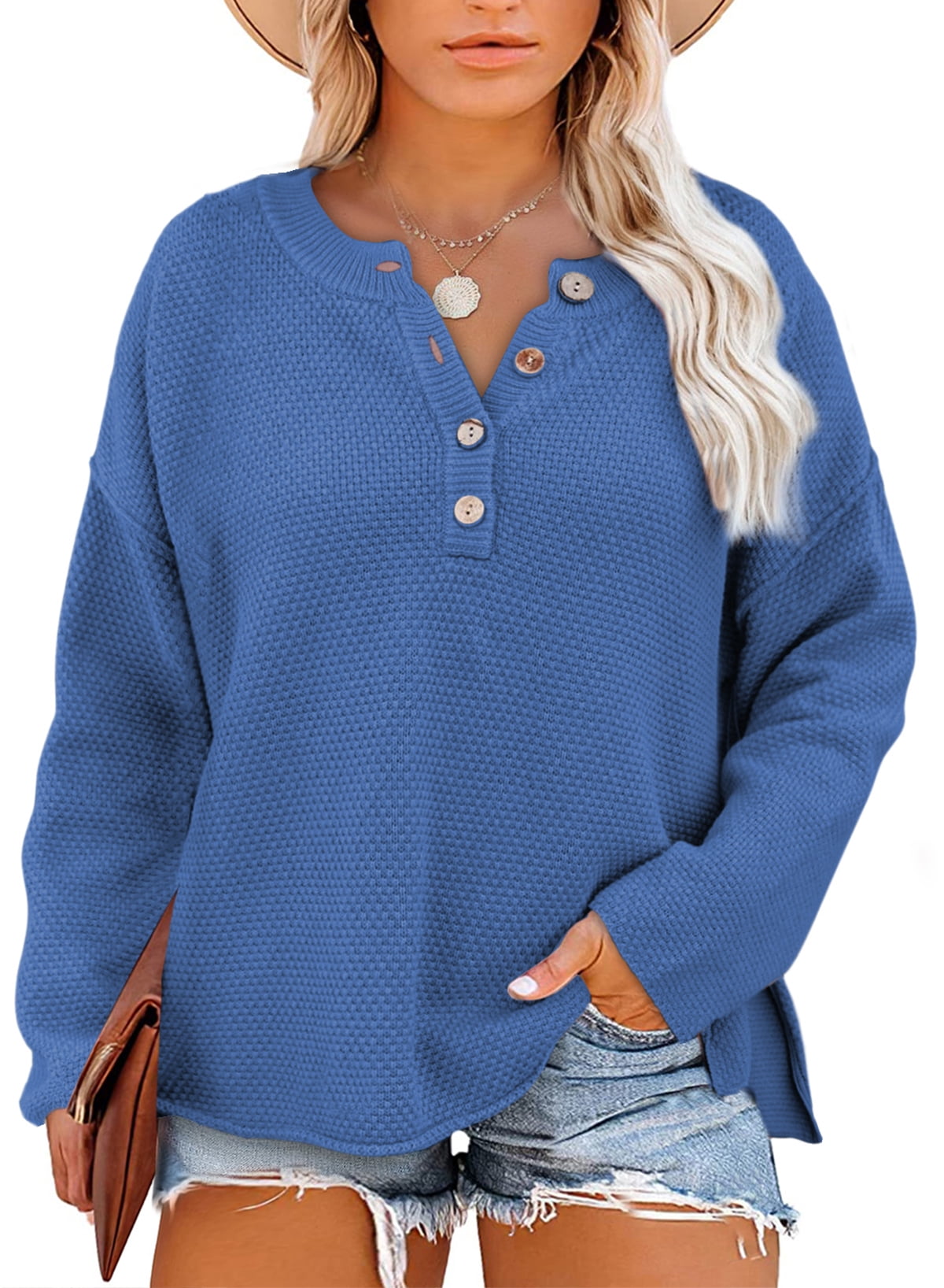 Eytino Women's Plus Size Sweaters Oversized Casual Long Sleeve Loose V ...
