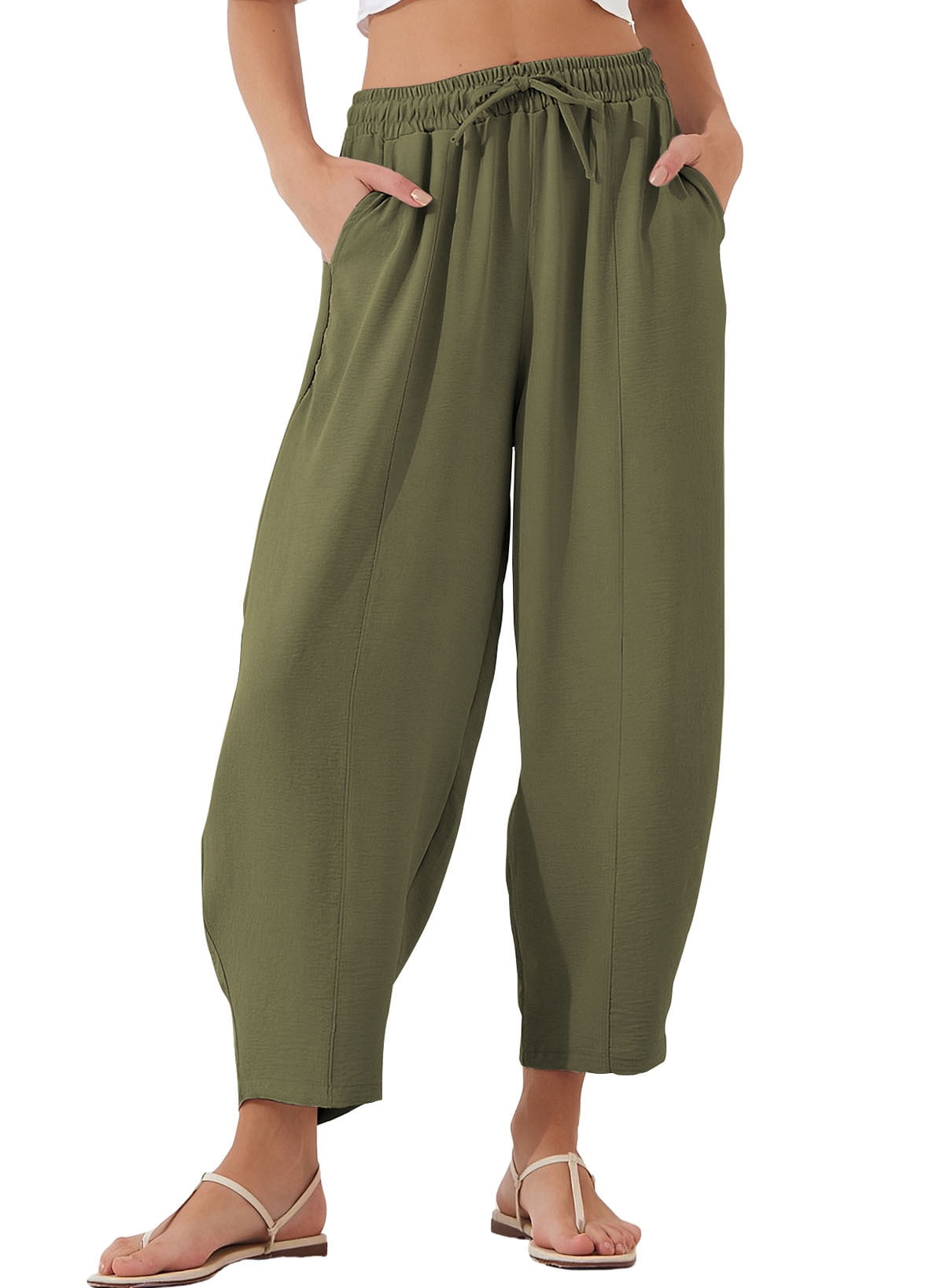 Eytino Women's Pants Loose Casual Lightweight Drawstring Elastic Waist ...
