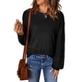 thumbnail image 1 of Eytino Plus Size Sweaters for Women Casual Long Sleeve Crewneck Lightweight Crochet Pullover Sweater Fall Tops Black 2XL, 1 of 6
