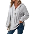 thumbnail image 1 of Eytino Women’s Sweatshirt Hoodies for Women Casual Long Sleeve V Neck Lightweight Knit Loose Drawstring Workout Fall Tops Gray S-2XL, 1 of 9