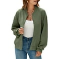 thumbnail image 1 of Eytino Womens Bomber Jacket Coat Casual Stand Collar Zip Up Lightweight Jackets with Pockets, 1 of 10