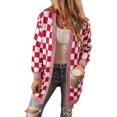 thumbnail image 1 of Eytino Womens Cardigans Checkered Oversized Open Front Plaid Fall Winter Knit Outwear, 1 of 11