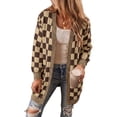 thumbnail image 1 of Eytino Womens Cardigans Open Front Oversized Long Sleeve Knit Sweaters Plaid Color Block Outwear, 1 of 11