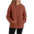 thumbnail image 1 of Eytino Womens Hoodies Oversized Hoodies Sweatshirts Waffle Knit V Neck Hoodie Pullover Casual Long Sleeve Hooded Tops with Pocket Orange S, 1 of 7