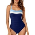 thumbnail image 1 of Eytino Womens One Piece Swimsuits Athletic Color Block Bathing Suit Slimming Tummy Control Swim Suit Modest Swimming Suit Swimwear Blue S-2XL, 1 of 12