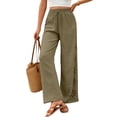 thumbnail image 1 of Eytino Womens Pants Wide Leg Loose Summer Boho Drawstring Elastic Waist Hollow Out Textured Beach Pants, 1 of 7