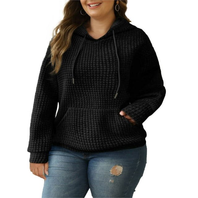 Eytino Womens Plus Size Hoodies Tops Casual Long Sleeve Drawstring