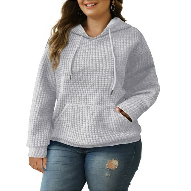 Eytino Womens Plus Size Hoodies Tops Casual Long Sleeve Drawstring