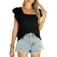 thumbnail image 1 of Eytino Womens Summer Top Square Ruffle Sleeveless Chiffon Blouses Top Shirts Dressy Casual Tops, 1 of 13
