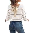 thumbnail image 1 of Eytino Womens Sweater Bow Fall Oversized Long Sleeve Backless V Neck Pullover Tops, 1 of 10