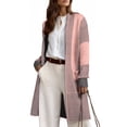 thumbnail image 1 of Eytino Womens Sweater Open Front Long Sleeve Knit Cardigan Sweaters Color Block Outwear Coats with Pockets S-2XL, 1 of 4