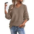 thumbnail image 1 of Eytino Womens Sweaters Casual Long Sleeve V Neck Sweater Fall Lightweight Crochet Pullover Sweater Tops for Women 2XL, 1 of 8