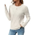 thumbnail image 1 of Eytino Womens Sweaters Pullover Sweaters for Women Trendy Crewneck Long Sleeve Cable Knit Sweater Casual Fall Sweater Tops White S, 1 of 9