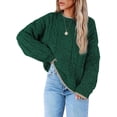 thumbnail image 1 of Eytino Womens Sweaters Trendy Crewneck Long Sleeve Color Block Sweater Tops Cable Knit Pullover Sweater for Women Blackish Green Size XL, 1 of 6